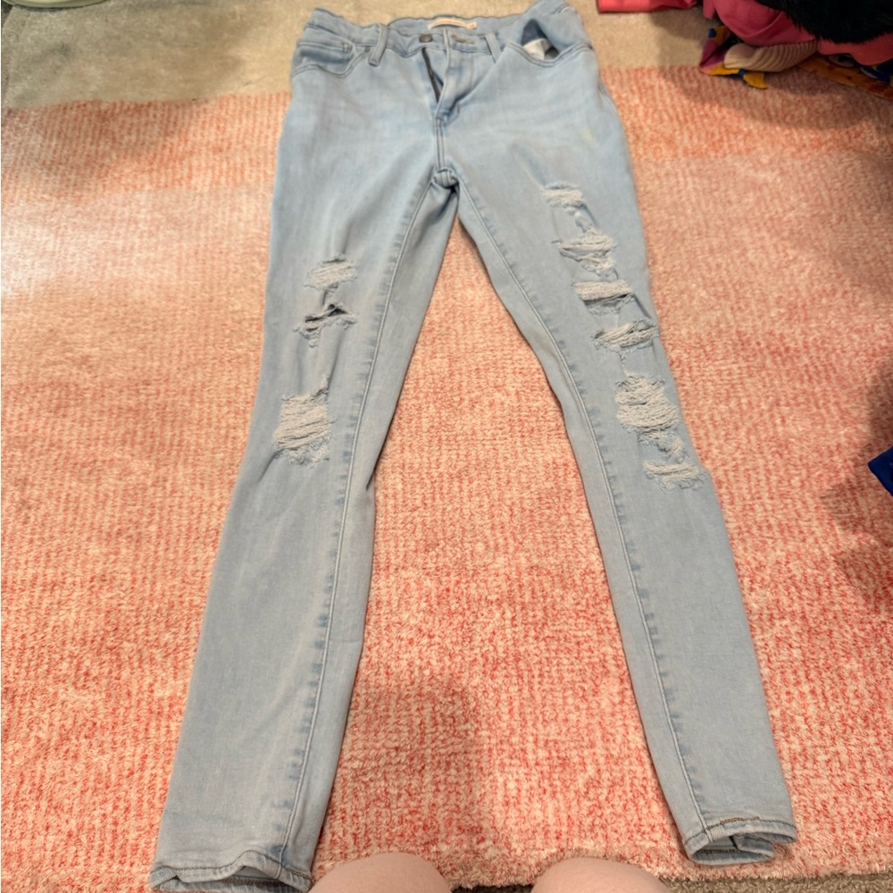 Levi's Light Blue Ripped Skinny Jeans
